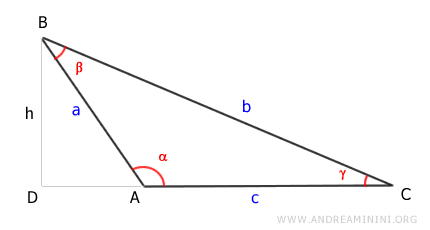 segment AD is the height of the triangle