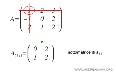 The submatrix of the selected element