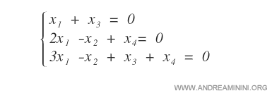 a linear system with three equations in four unknowns