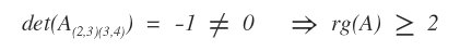 nonzero minor confirming rank greater than or equal to two