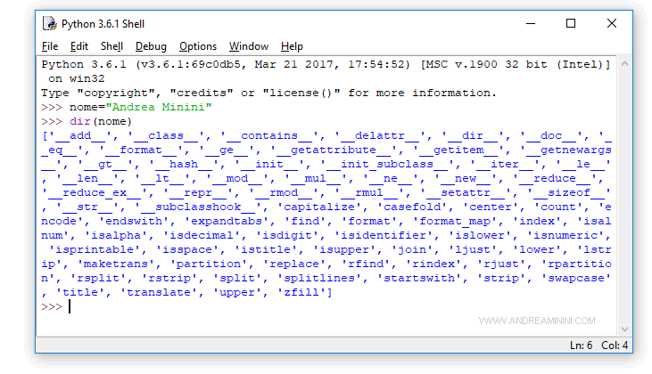 output of the DIR command
