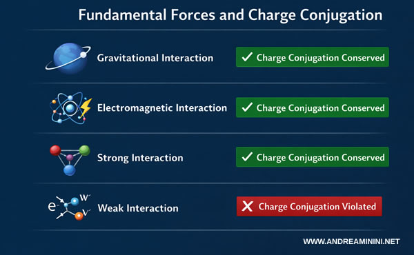 illustration of maximal violation of charge conjugation symmetry