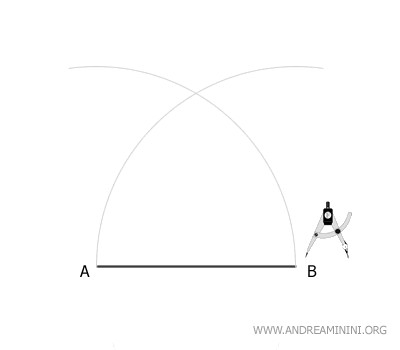 second arc with radius AB and center B