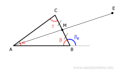 Extending segment AM