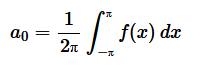 $$ a_0 = \frac{1}{2&pi;} \int_{-&pi;}^&pi; f(x) \: dx $$