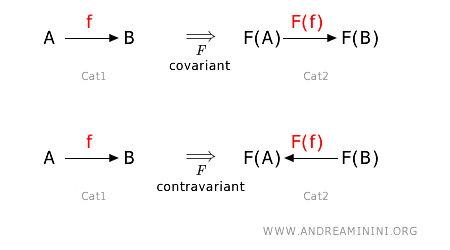 la differenza tra i funtori covarianti e controvarianti