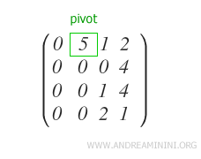 the first pivot number of the matrix