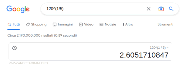 how to calculate the nth root on Google