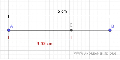 the golden ratio of a 5 cm long segment
