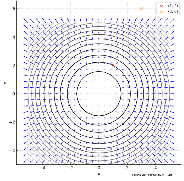gradient field with level curves