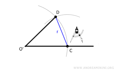 drawing segment O'D