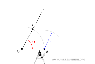 drawing an arc centered at A