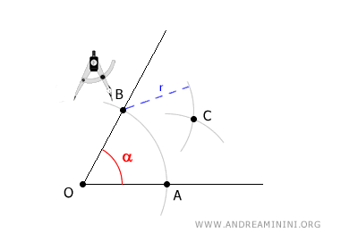 drawing an arc centered at B