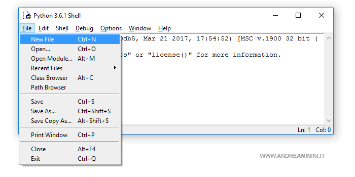 click on File and then New File