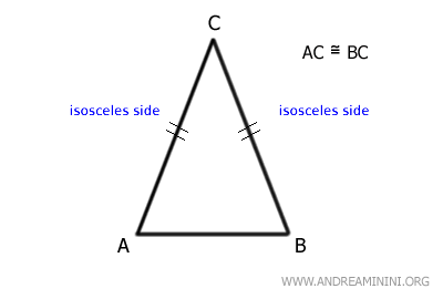 the two congruent or isosceles sides of triangle ABC