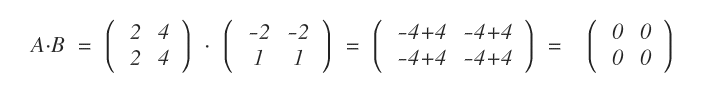 zero product from non-zero matrices