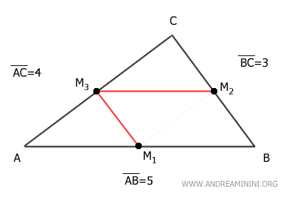 segment between midpoints M1 and M3