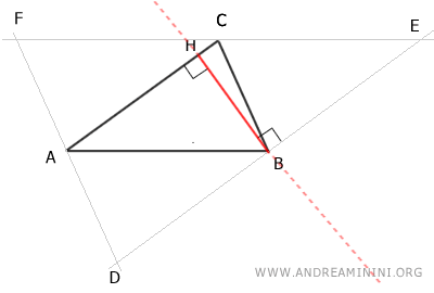 altitude BH coincides with the axis of side DE