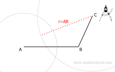 the second arc centered at C with radius AB
