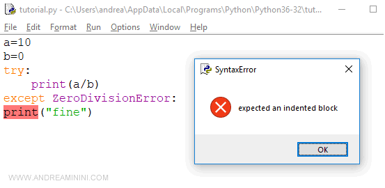 an example of a required code block