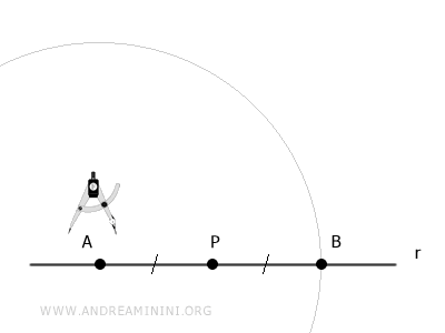 draw an arc with center A and radius AB