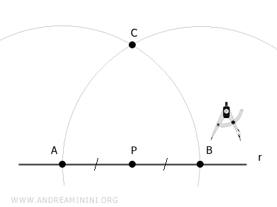an arc with center B and radius AB