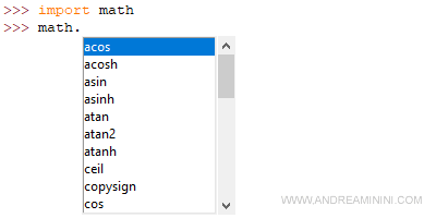 list of functions in the math module