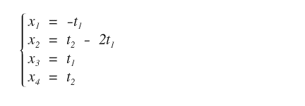 complete solution of the linear system after Gauss Jordan elimination