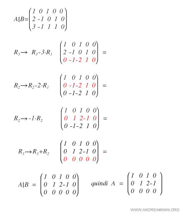 reducing the augmented matrix to row echelon form through Gauss Jordan elimination