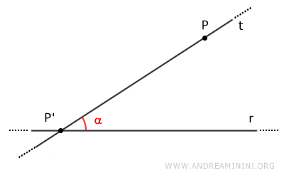 line t passing through points P and P'