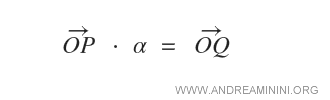 the scalar product of vector OQ = α OP