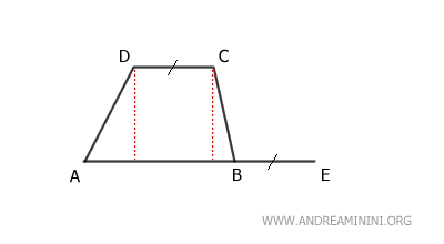 extending the longer base with the shorter base