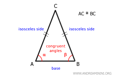 equal angles adjacent to base in an isosceles triangle