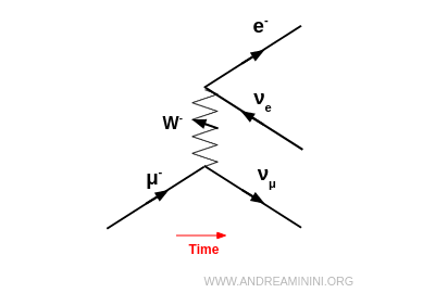 Feynman diagram: muon decay via weak interaction